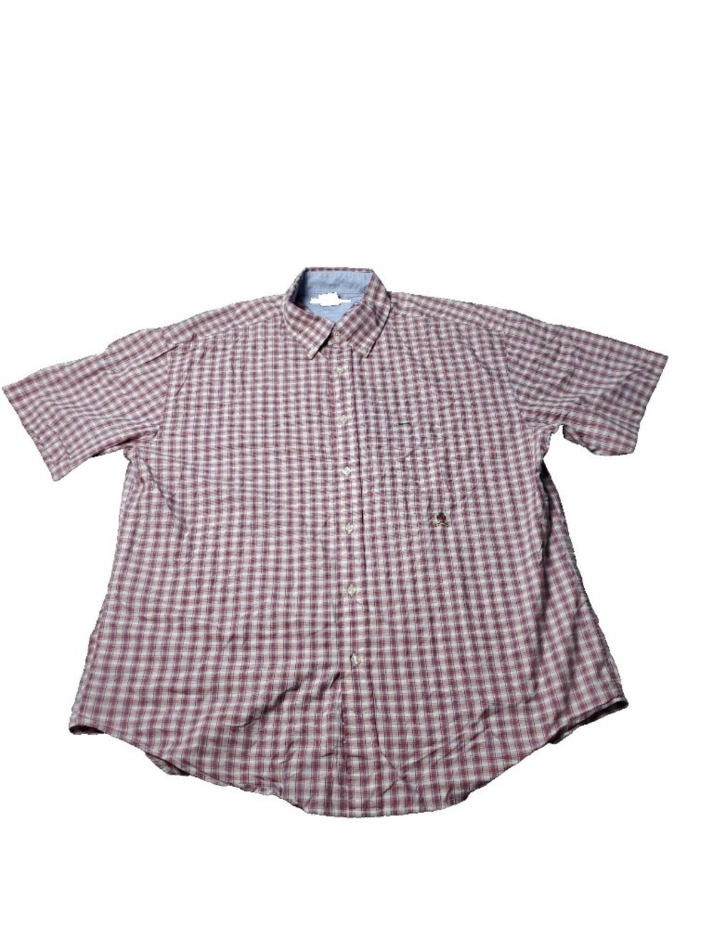 Tommy Hilfiger Button Down Shirt Mens XL Extra Large Red Plaid Short Sleeve